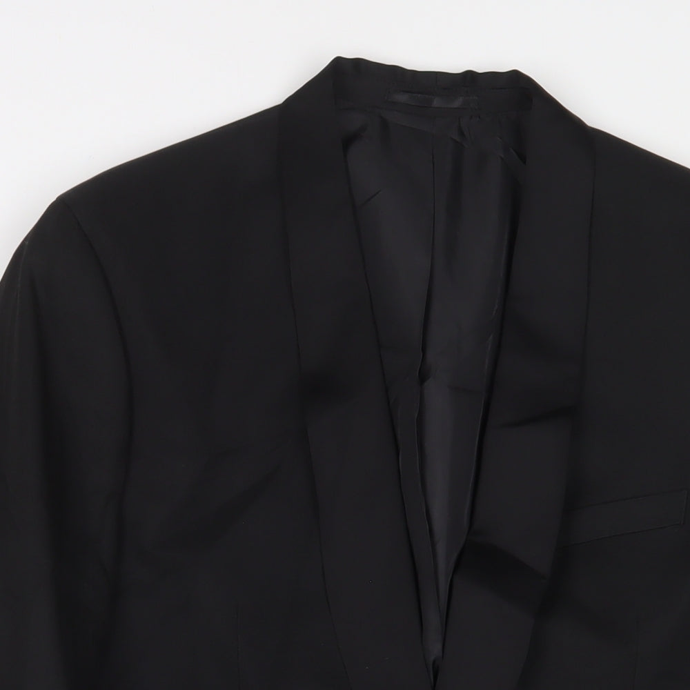 H&M Mens Black Polyester Jacket Suit Jacket Size 40 Regular