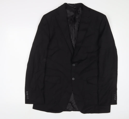 Marks and Spencer Mens Black Polyester Jacket Suit Jacket Size 40 Regular