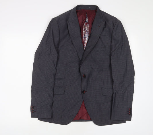 Benetti Mens Grey Wool Jacket Suit Jacket Size 40 Regular