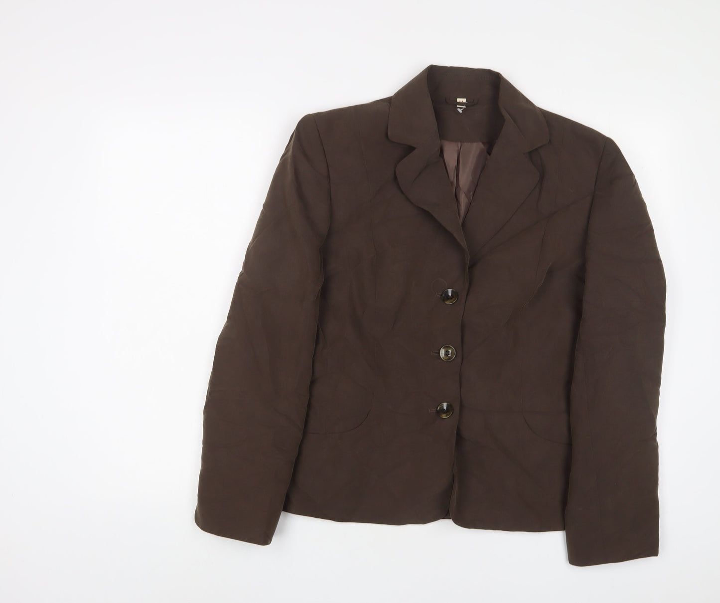 EWM Womens Brown Jacket Blazer Size 14 Button