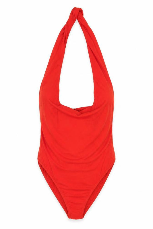 Boohoo Womens Red Polyester Bodysuit One-Piece Size 14 Pullover