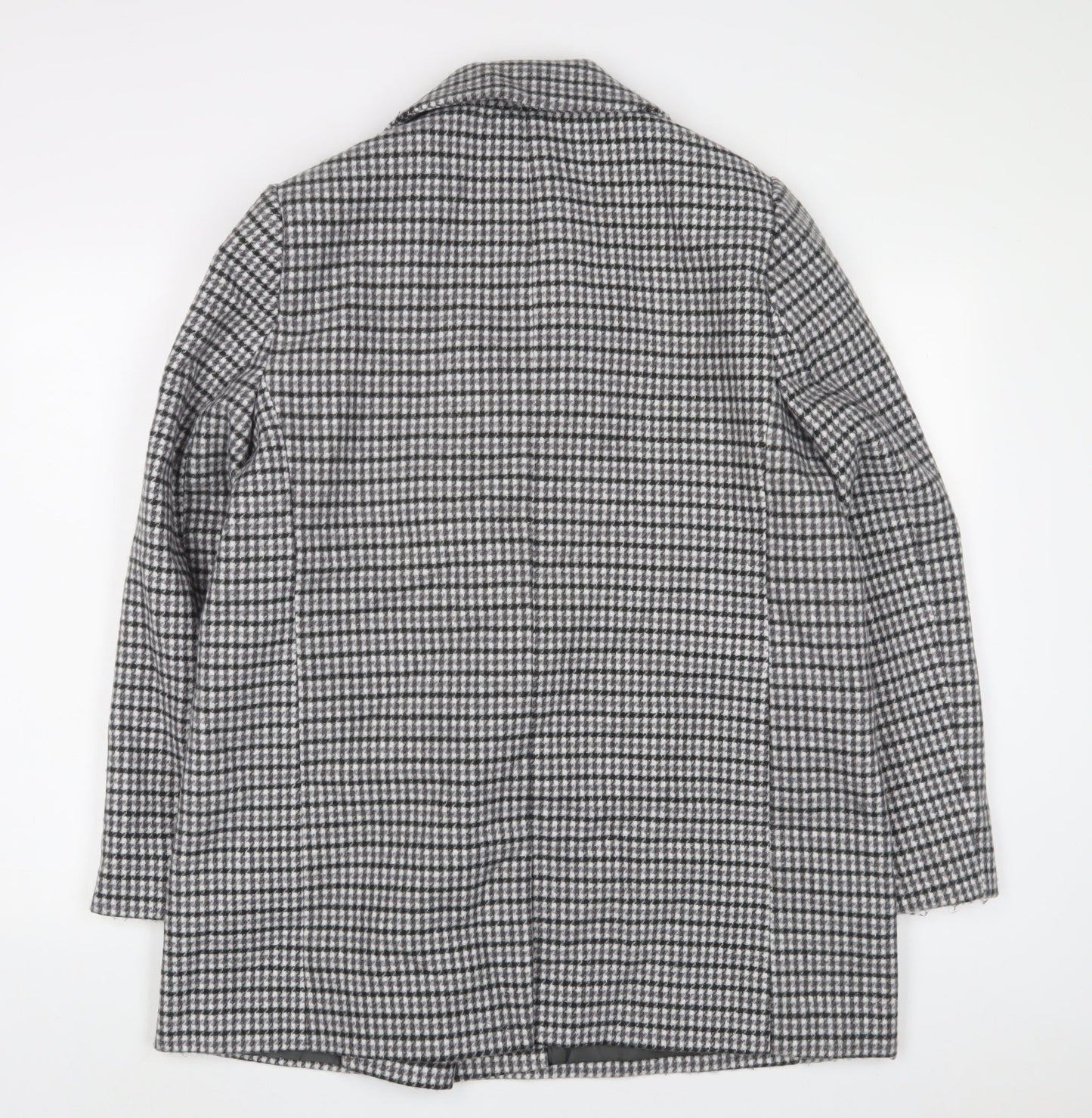 Marks and Spencer Womens Grey Plaid Overcoat Coat Size 16 Button