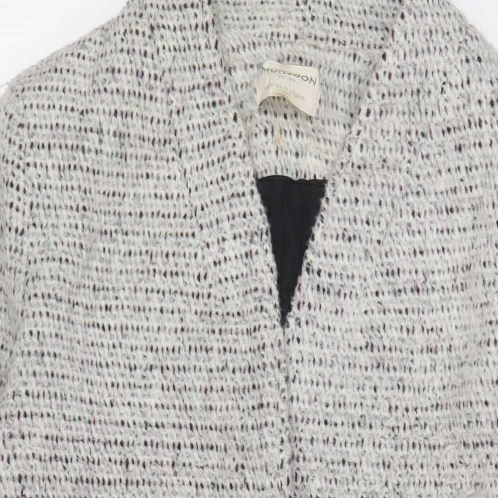Monsoon Womens Grey Overcoat Jacket Size L Snap