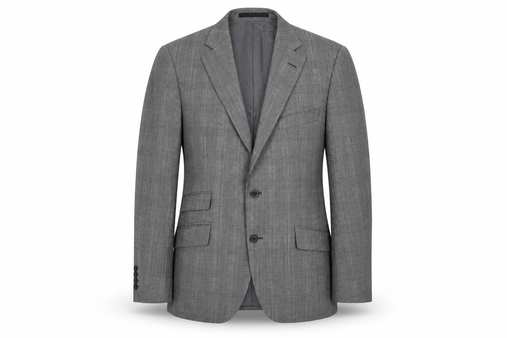 New & Lingwood Mens Grey Plaid Wool Jacket Suit Jacket Size 40 Regular