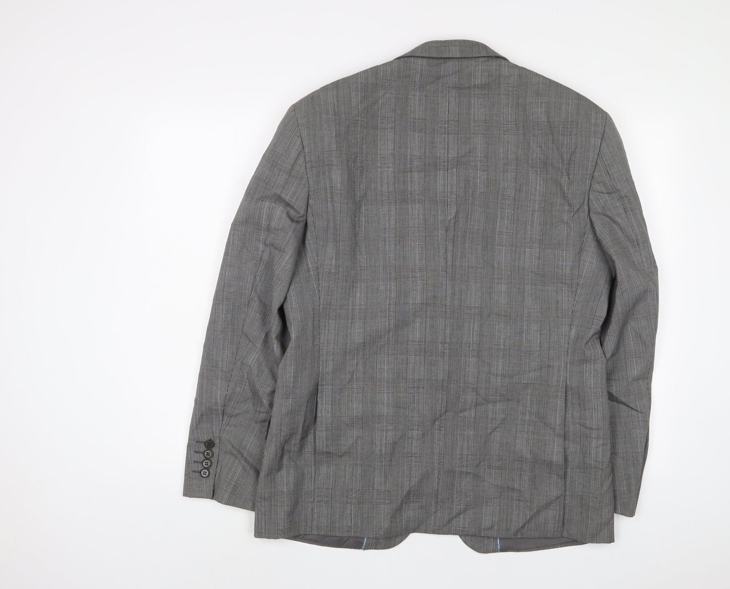 New & Lingwood Mens Grey Plaid Wool Jacket Suit Jacket Size 40 Regular