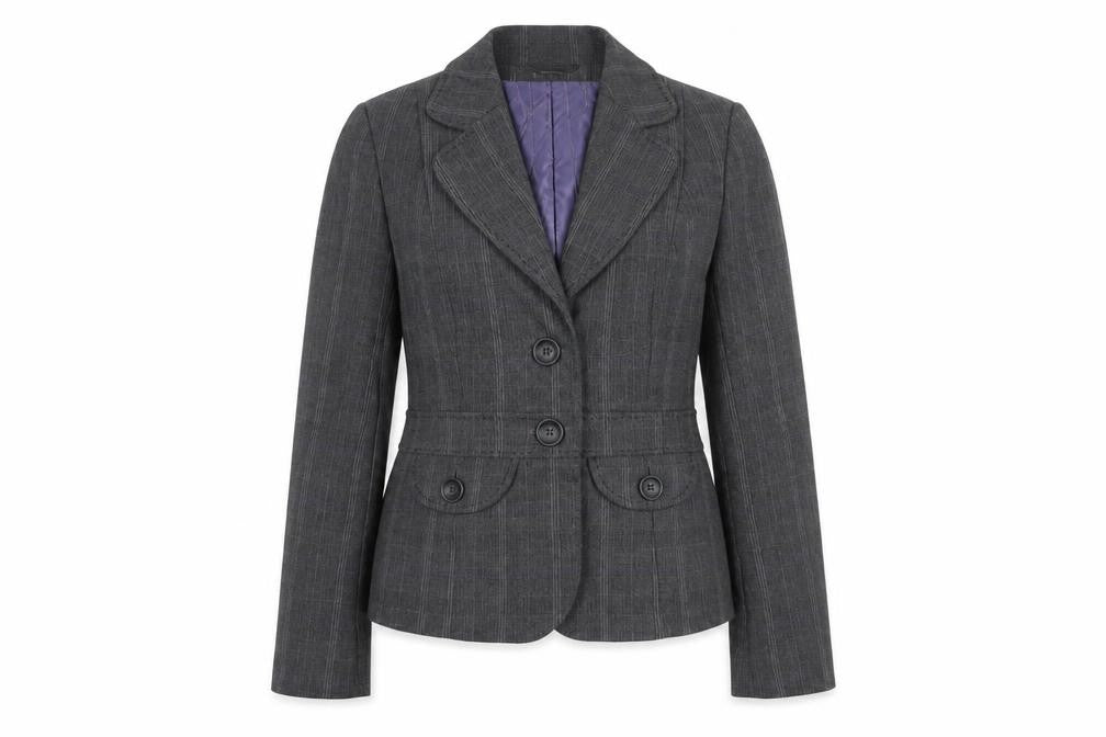 NEXT Womens Grey Plaid Jacket Blazer Size 10 Button