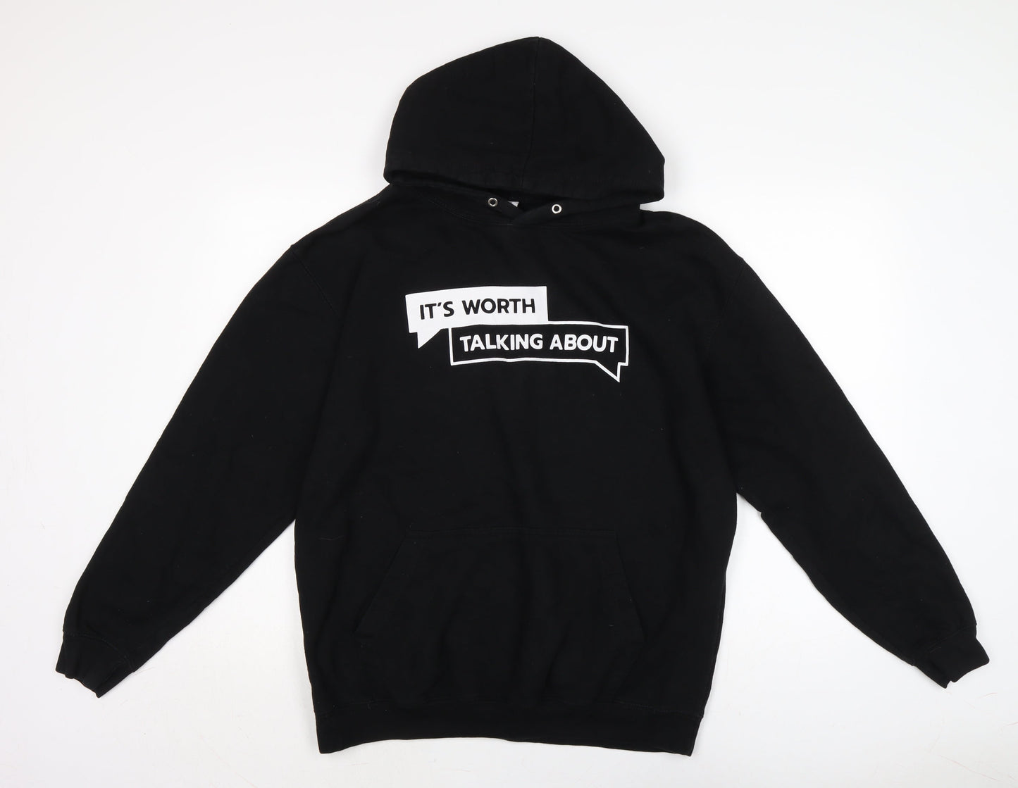 Just Hoods Mens Black Cotton Pullover Sweatshirt Size L
