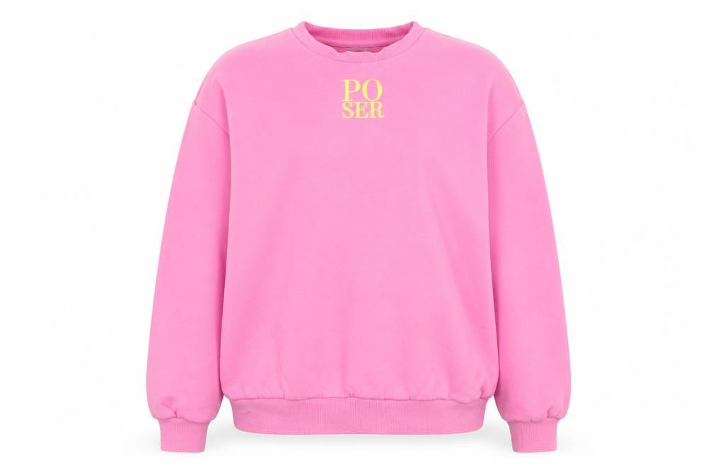 poser Womens Pink Cotton Pullover Sweatshirt Size S - Padded shoulders.