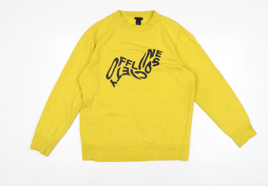 H&M Mens Yellow Cotton Pullover Sweatshirt Size S