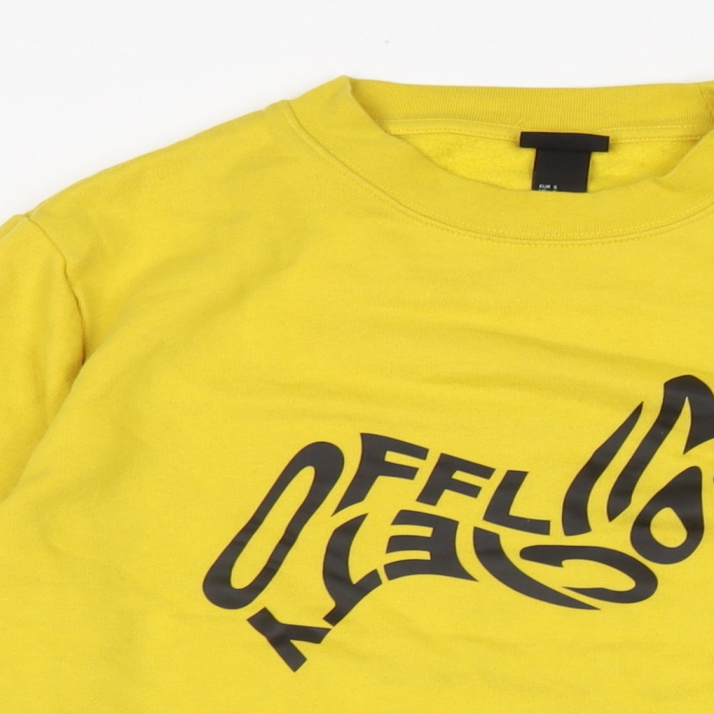 H&M Mens Yellow Cotton Pullover Sweatshirt Size S