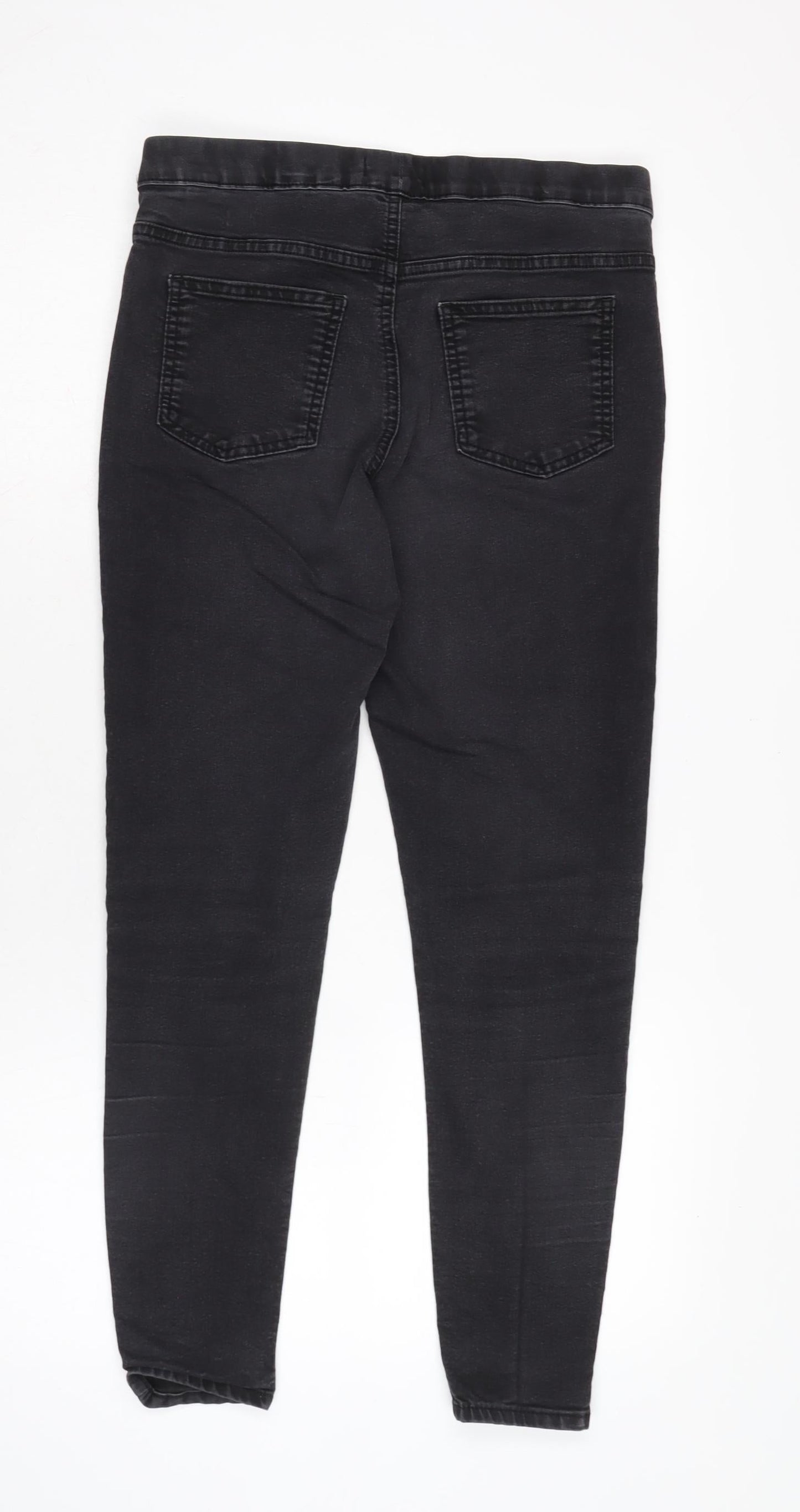 Marks and Spencer Womens Grey Cotton Blend Straight Jeans Size 14 L26 in Regular