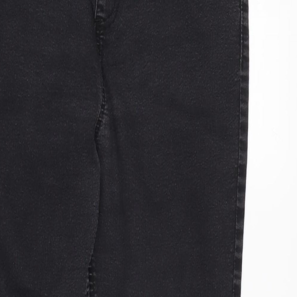 Marks and Spencer Womens Grey Cotton Blend Straight Jeans Size 14 L26 in Regular