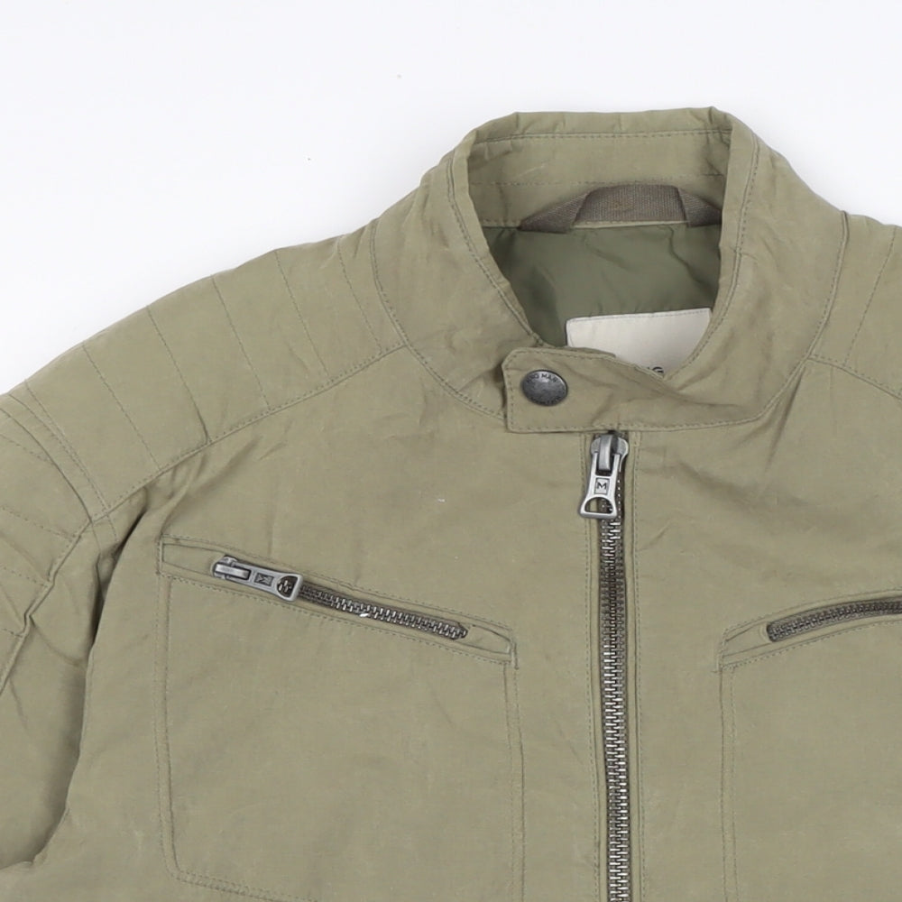 MNG Mens Green Biker Jacket Size L Zip