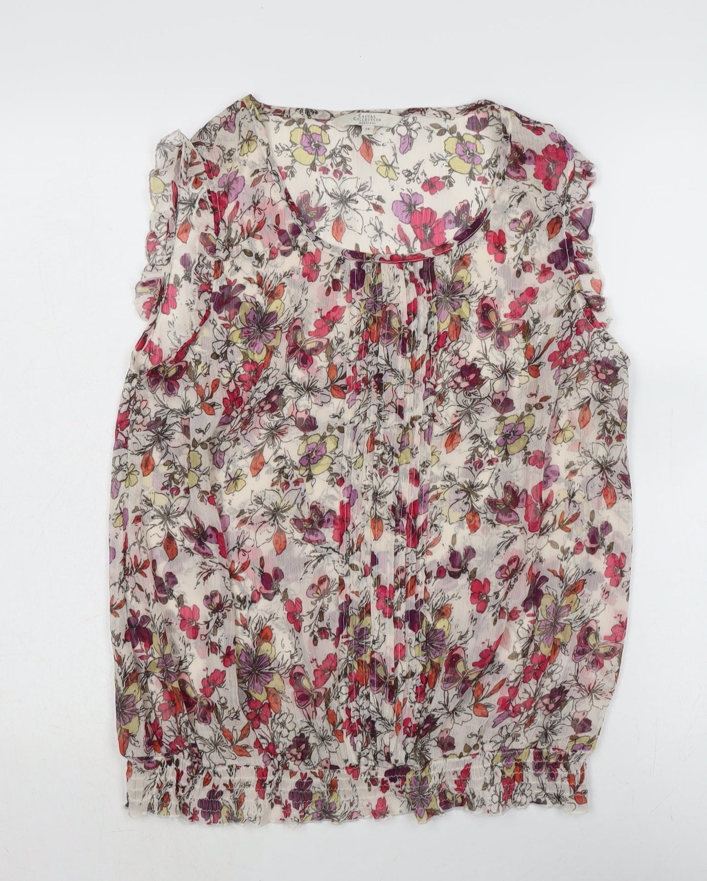 Casual collection Womens Multicoloured Floral Polyester Basic Blouse Size 14 Collared