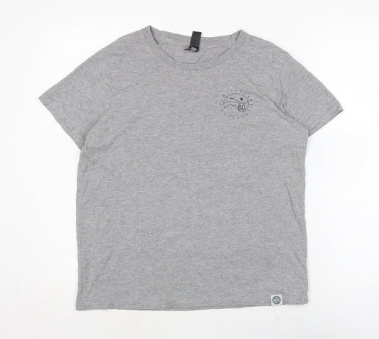 Maple Womens Grey Cotton Basic T-Shirt Size M Crew Neck