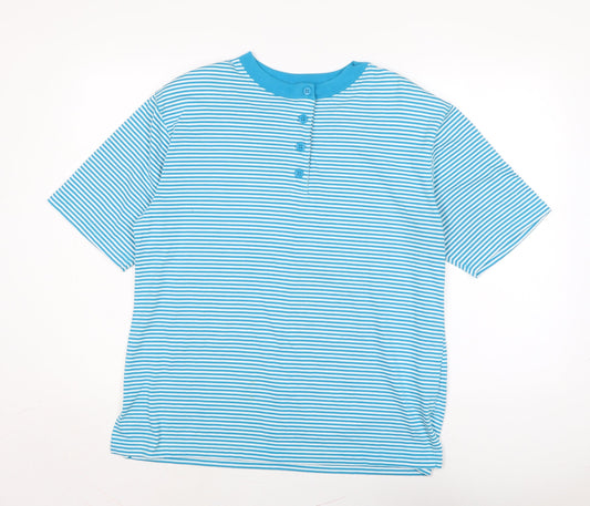 carriage court Womens Blue Cotton Basic T-Shirt Size M Crew Neck