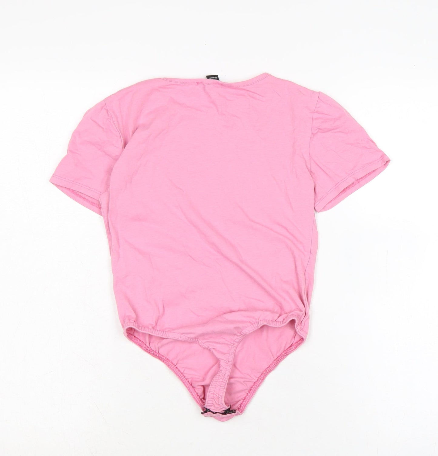 PRETTYLITTLETHING Womens Pink Cotton Basic T-Shirt Size 10 Crew Neck - Fasten poppers to underneath.