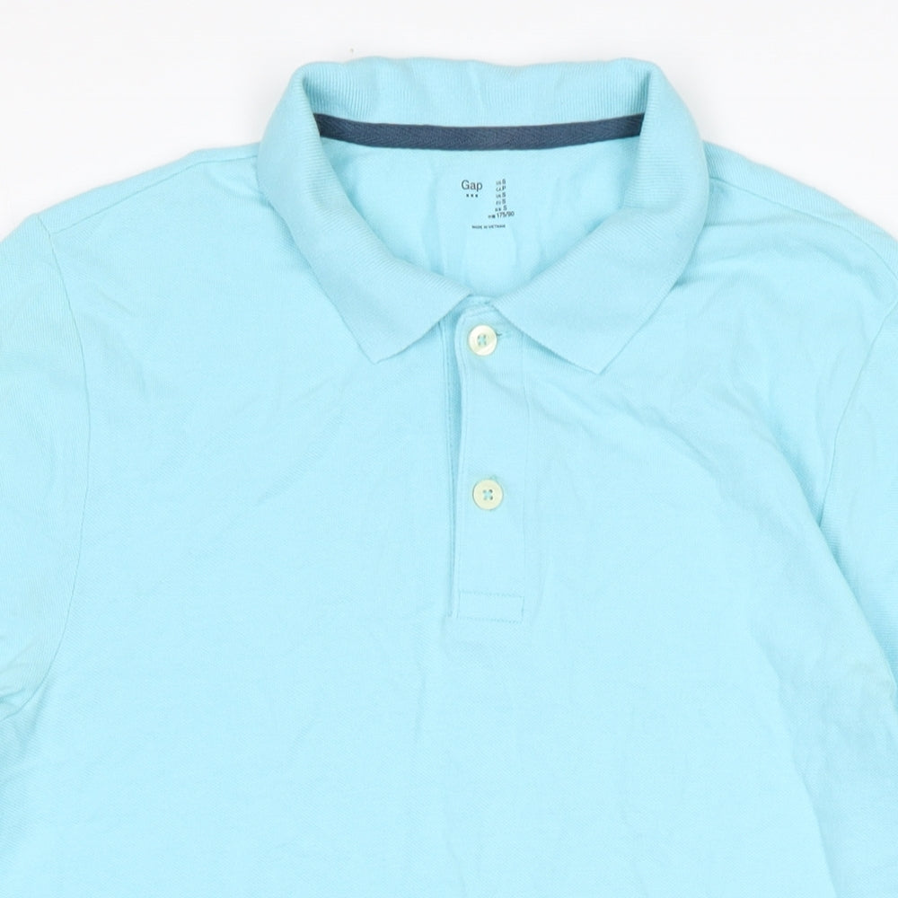 Gap Mens Blue Cotton T-Shirt Size S Collared