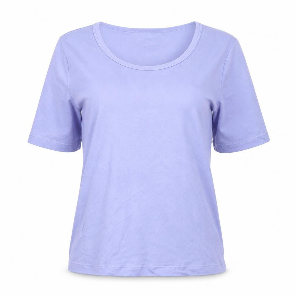 Marks & Spencer Womens Purple Cotton Basic T-Shirt Size 14 Boat Neck