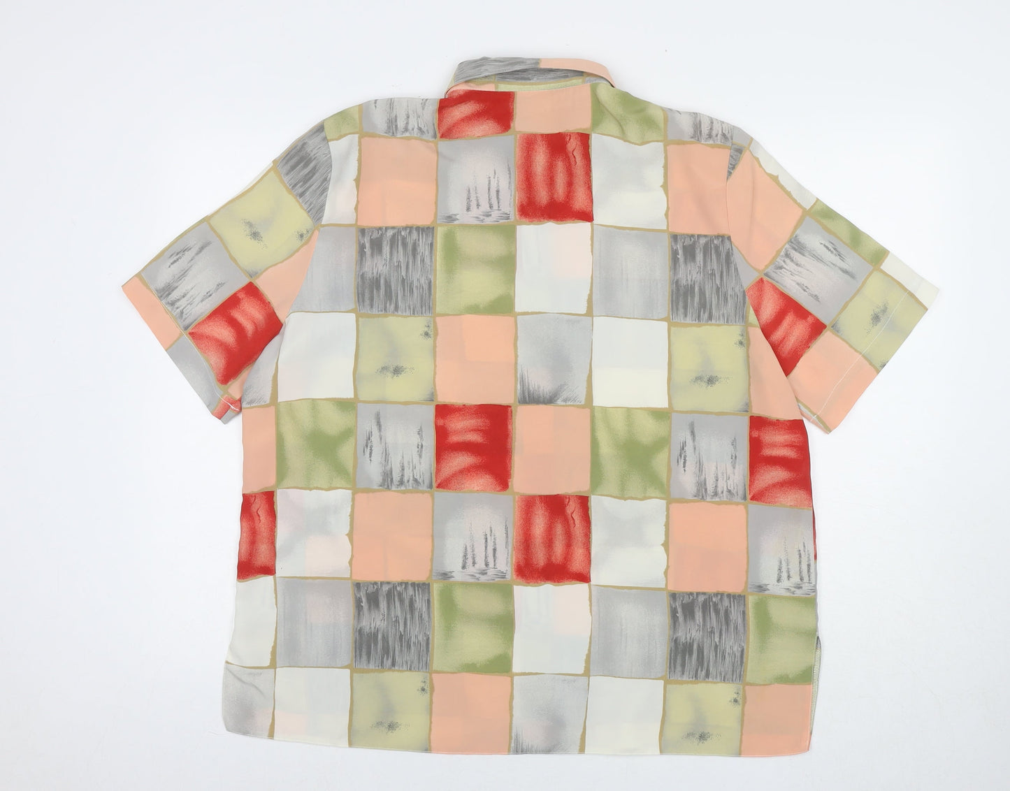 C&A Womens Multicoloured Geometric Polyester Basic Button-Up Size 16 Collared