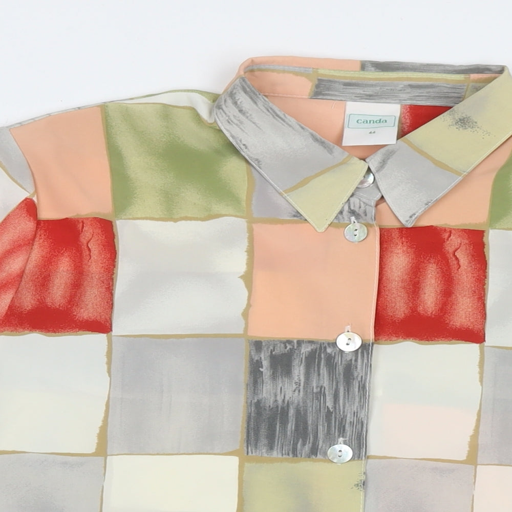 C&A Womens Multicoloured Geometric Polyester Basic Button-Up Size 16 Collared