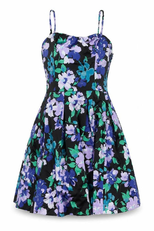 Coast Womens Multicoloured Floral Acetate Fit & Flare Size 10 Square Neck Zip