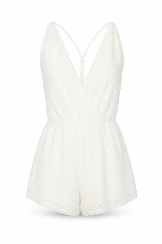 Wylder Womens White Polyamide Romper One-Piece Size XS L3 in Pullover