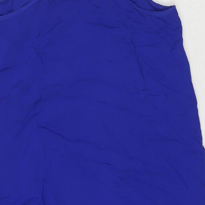 Warehouse Womens Blue Viscose Basic Tank Size 10 V-Neck