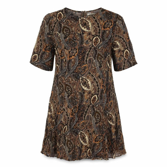 Glamorous Womens Brown Paisley Rayon A-Line Size M Round Neck Pullover