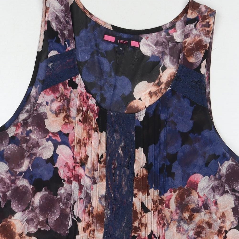 NEXT Womens Multicoloured Floral Polyester Basic Blouse Size 10 Round Neck