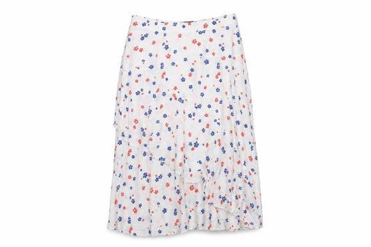 Marks & Spencer Womens White Floral Viscose Maxi Skirt Size 22 Zip