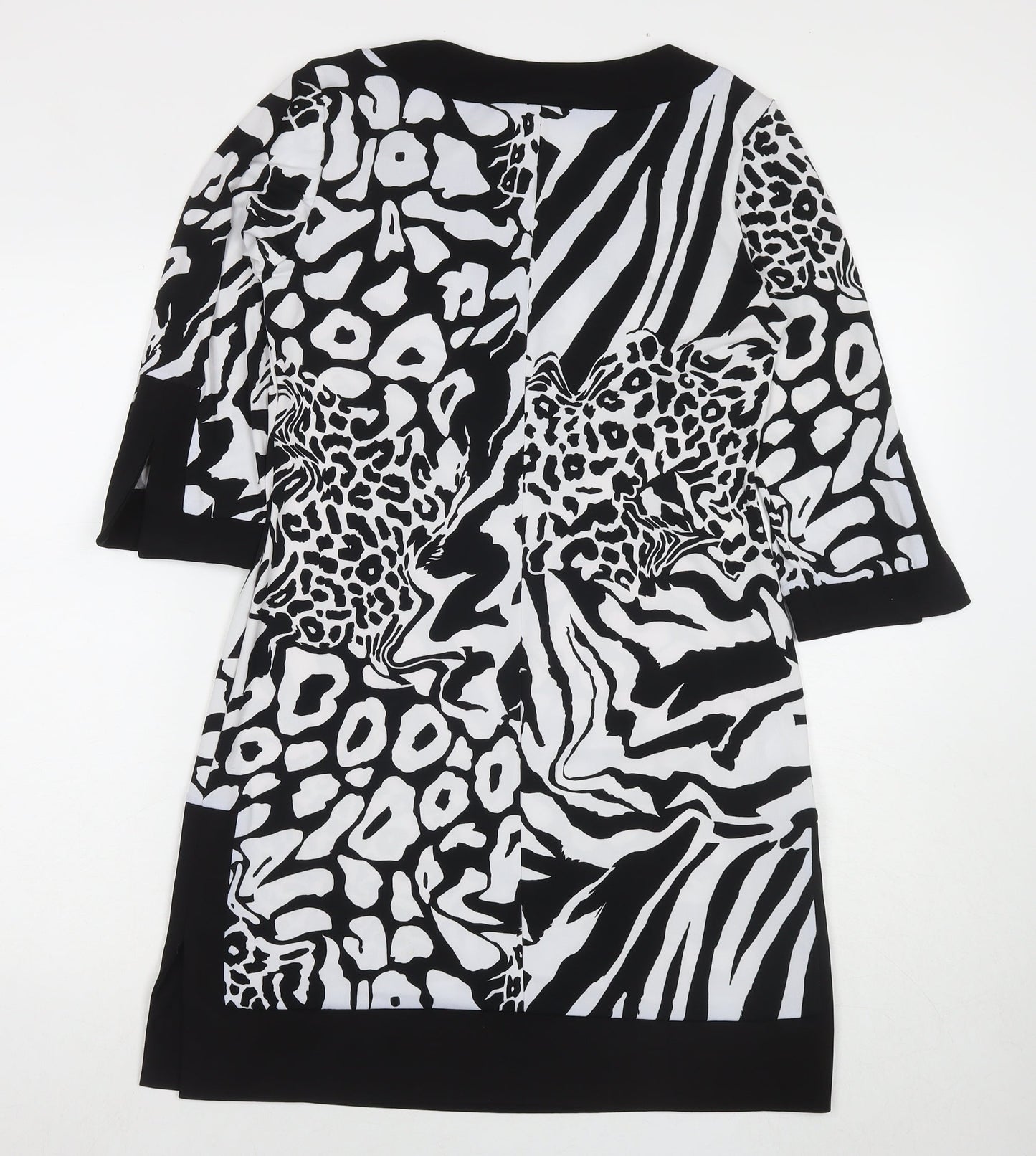 Tiana B Womens Black Animal Print Polyester A-Line Size S V-Neck Pullover