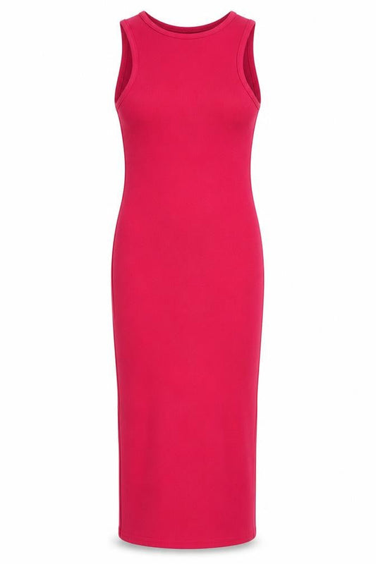 Front view of I SAW IT FIRST women’s pink polyester bodycon, size UK 6, round neck pullover