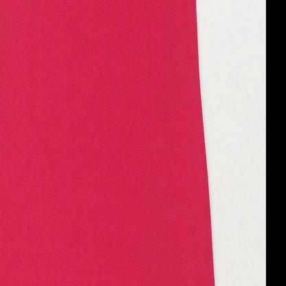 Close-up detail of I SAW IT FIRST women’s pink polyester bodycon, size UK 6, round neck pullover