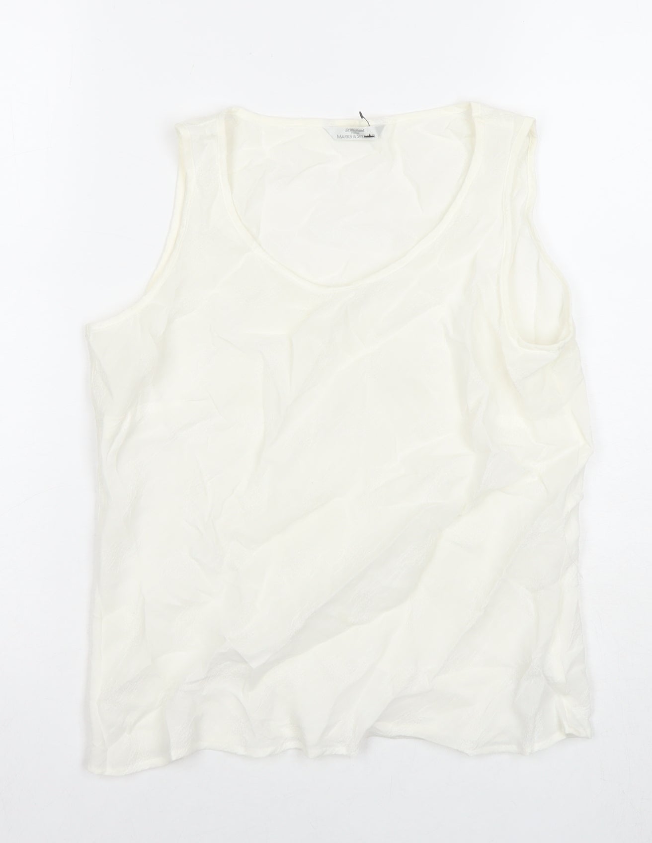 Marks and Spencer Womens White Viscose Basic Blouse Size 10 Round Neck