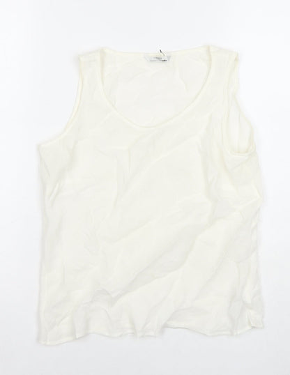 Marks & Spencer Womens White Viscose Basic Blouse Size 10 Round Neck