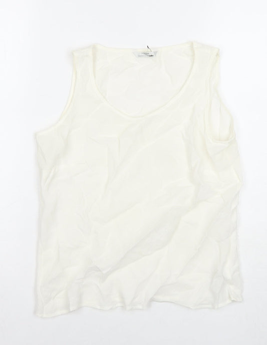 Marks and Spencer Womens White Viscose Basic Blouse Size 10 Round Neck