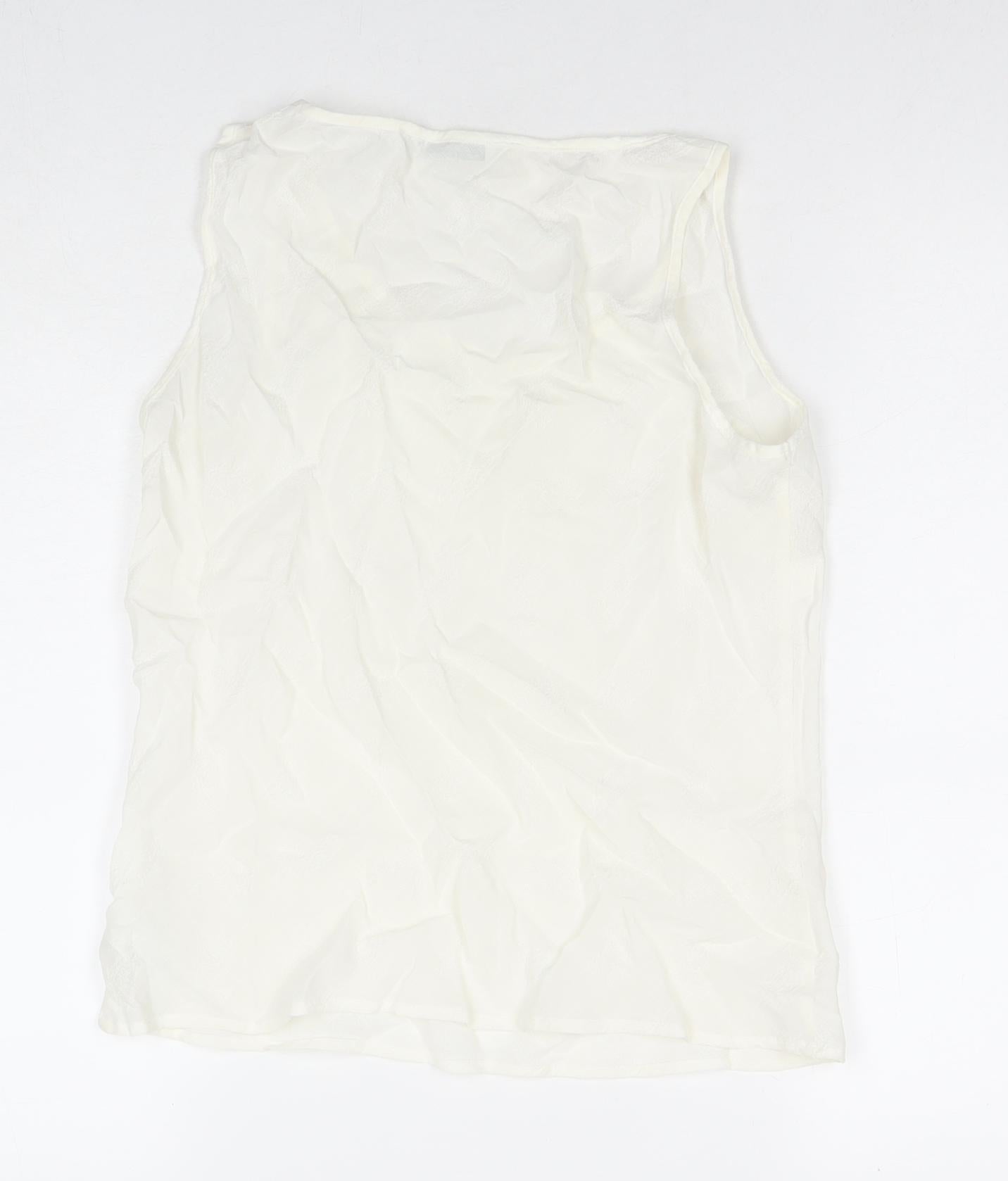 Marks and Spencer Womens White Viscose Basic Blouse Size 10 Round Neck