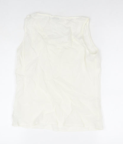 Marks & Spencer Womens White Viscose Basic Blouse Size 10 Round Neck