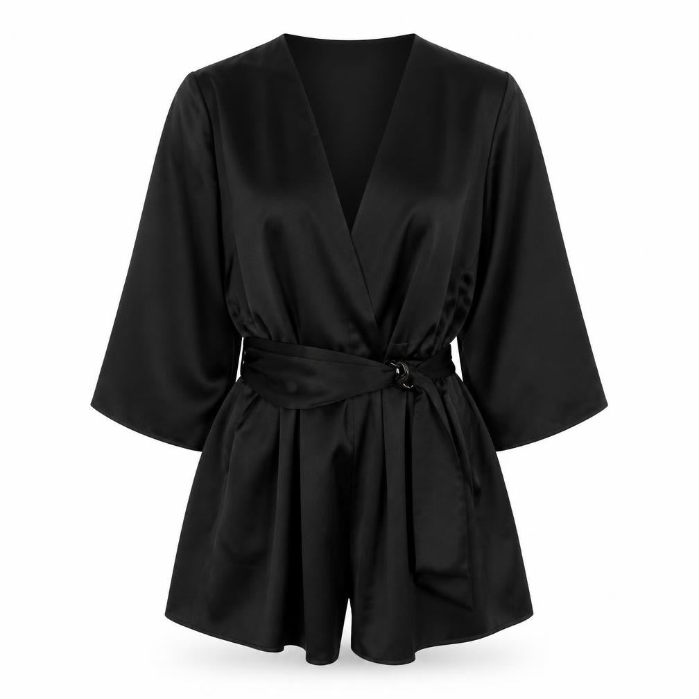 Zara Womens Black Polyester Romper One-Piece Size XS L3 in Button