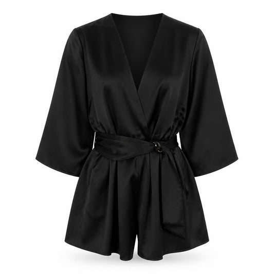 Zara Womens Black Polyester Romper One-Piece Size XS L3 in Button