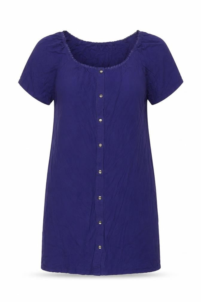 Seraphine Womens Blue Viscose Shirt Dress Size M Round Neck Snap