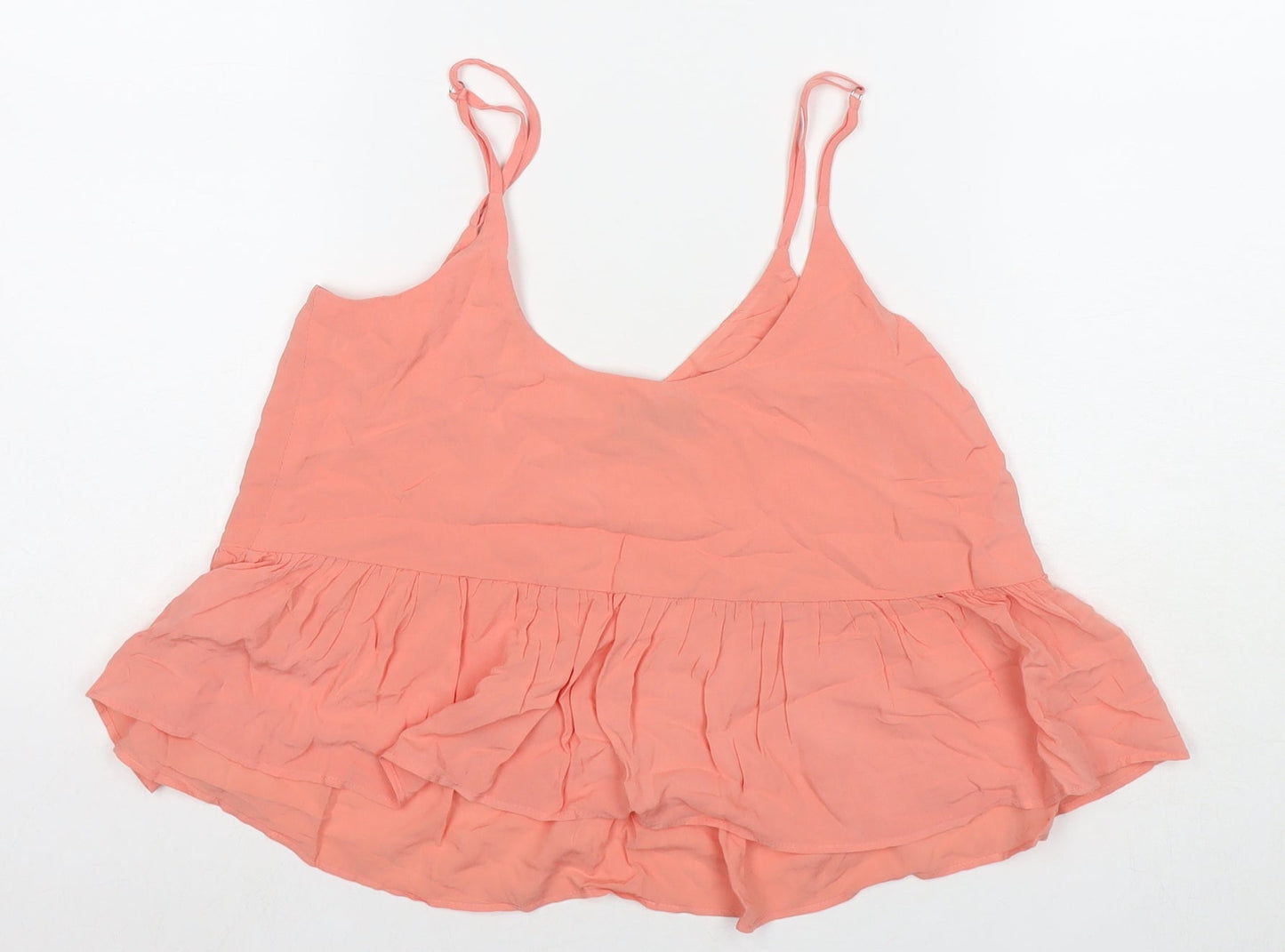 Topshop Womens Orange Viscose Basic Tank Size 4 Round Neck