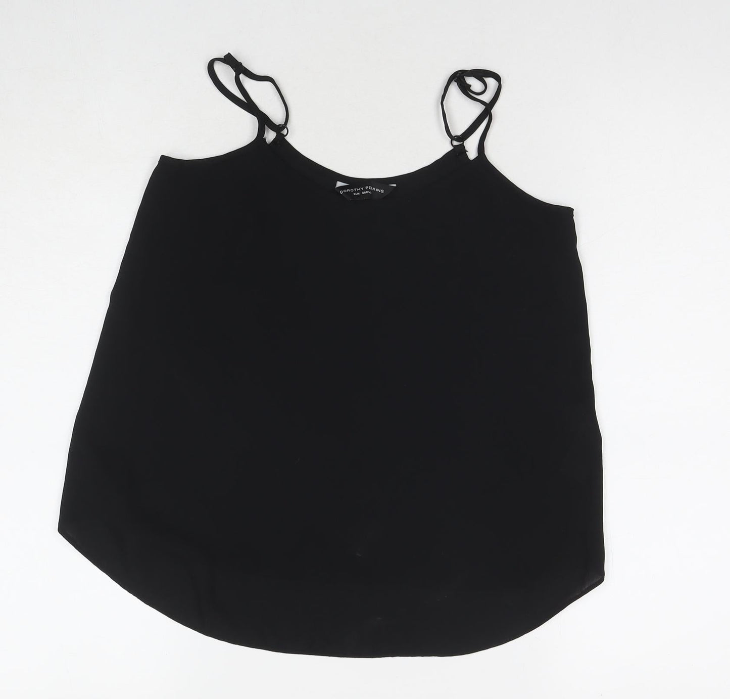 Dorothy Perkins Womens Black Polyester Basic Tank Size 6 V-Neck