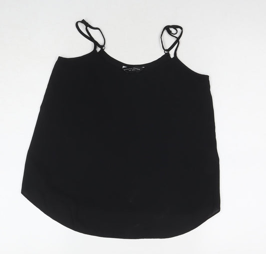 Dorothy Perkins Womens Black Polyester Basic Tank Size 6 V-Neck