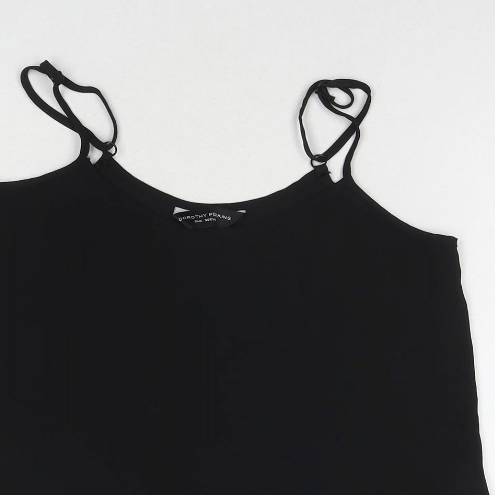 Dorothy Perkins Womens Black Polyester Basic Tank Size 6 V-Neck