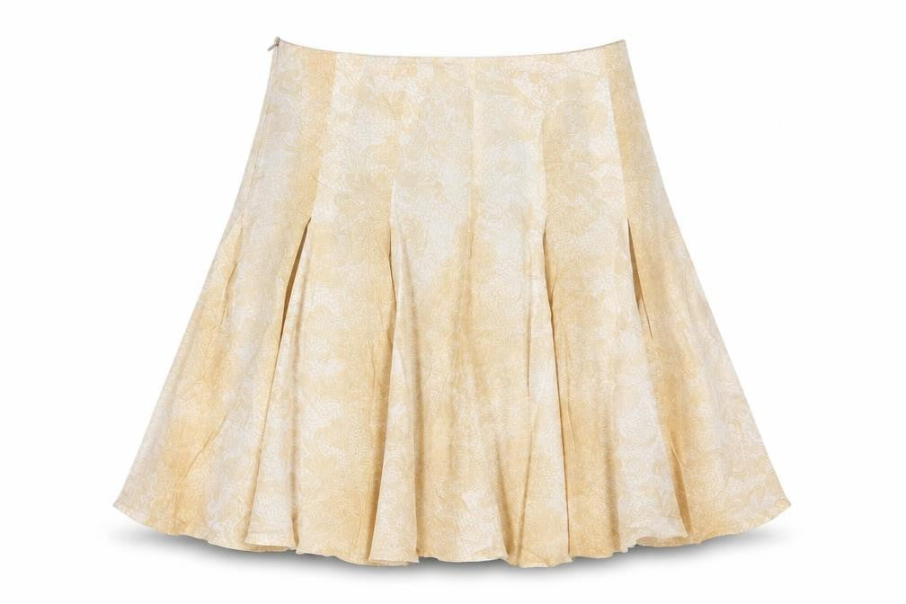 b.young Womens Beige Geometric Cotton A-Line Skirt Size 14 Zip