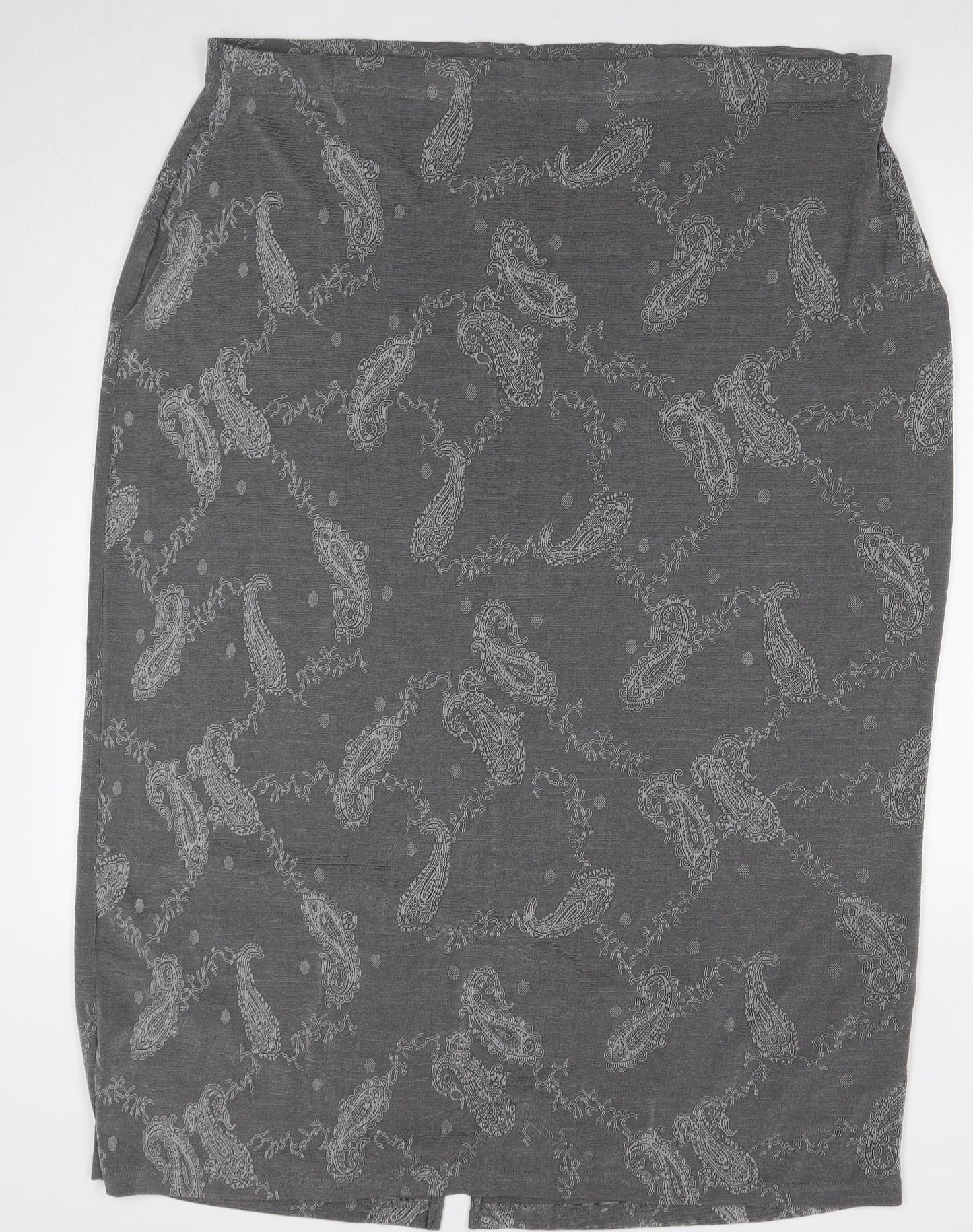 essence Womens Grey Paisley Polyester A-Line Skirt Size 30