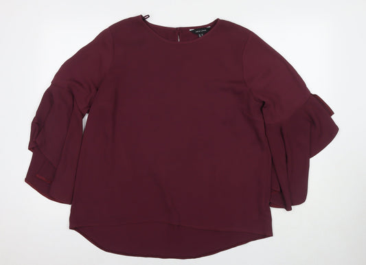 New Look Womens Red Polyester Basic Blouse Size 14 Round Neck