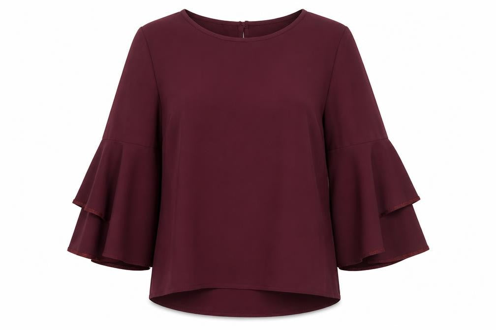 New Look Womens Red Polyester Basic Blouse Size 14 Round Neck